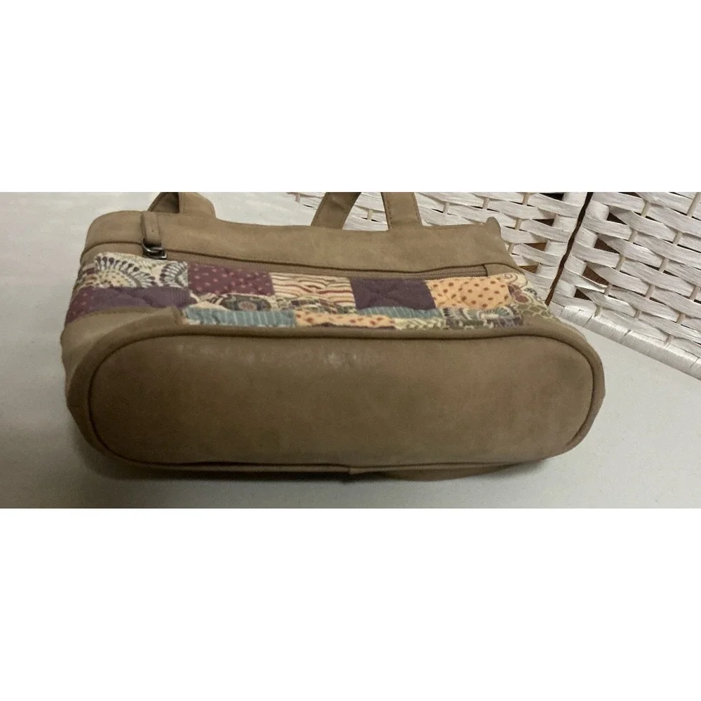 Donna Sharp Patchwork Quilted Satchel Tote Bag, Zip Closure, Lined, Pockets